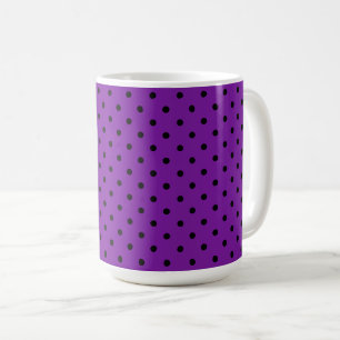 Black Polka Dots on Violet Purple Coffee Mug