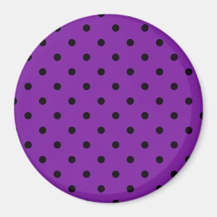 Black Polka Dots on Violet Purple Magnet