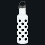 Black polka dots on white 710 ml water bottle<br><div class="desc">Black polka dots on white</div>