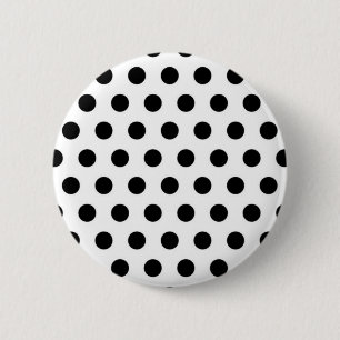 Black polka Dots On White Background 6 Cm Round Badge