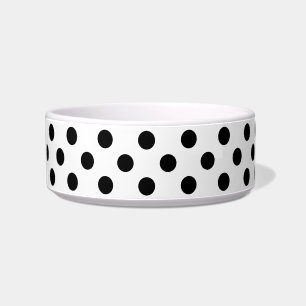 Black Polka Dots on White Background Bowl