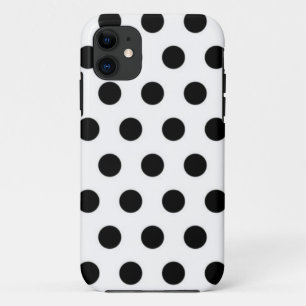Black polka Dots On White Background iPhone 11 Case