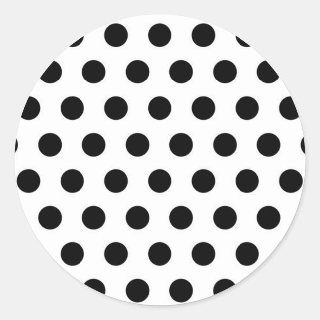 Black polka Dots On White Background Classic Round Sticker (Front)