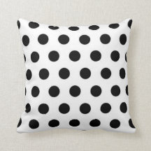 Black polka Dots On White Background Cushion