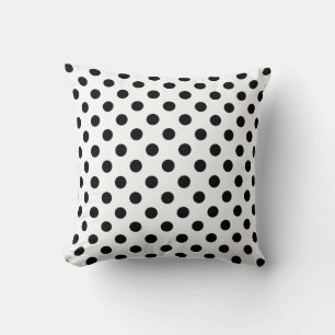 Black Polka Dots on White Background Cushion