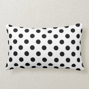 Black Polka Dots on White Background Lumbar Cushion