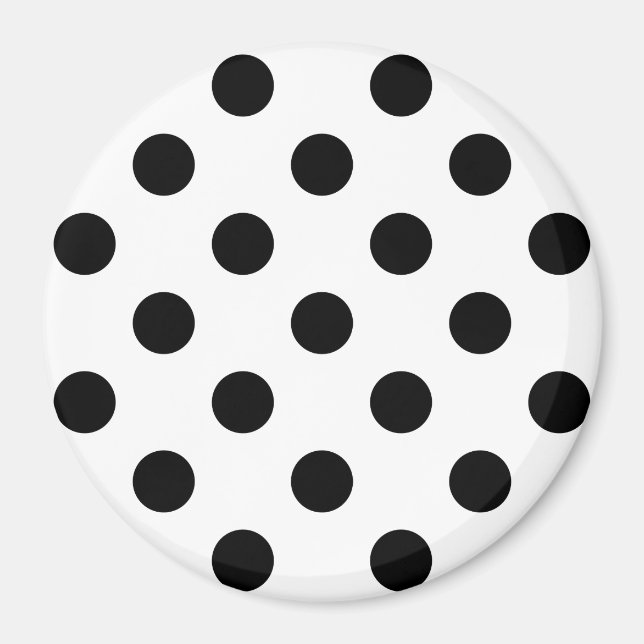 Black Polka Dots on White Background Magnet (Front)