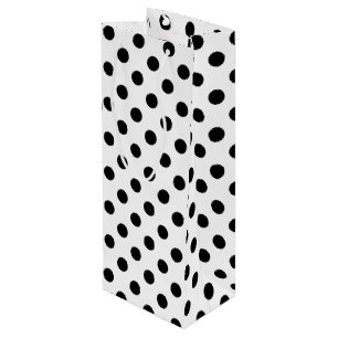 Black Polka Dots on White Background Wine Gift Bag