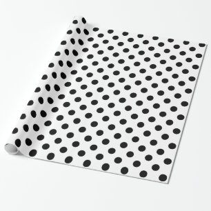 Black Polka Dots on White Background Wrapping Paper