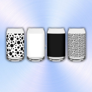 Black Polka Dots on White Can Glass