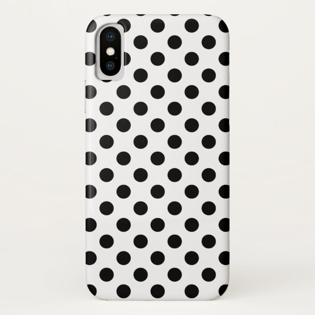 Black polka dots on white Case-Mate iPhone case (Back)