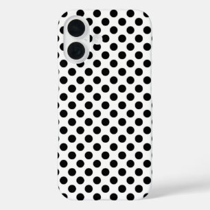 Black Polka Dots On White iPhone 16 Case