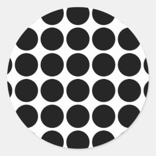 Black Polka Dots on White Classic Round Sticker