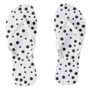 Black Polka Dots on White Flipflops