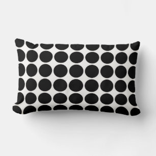 Black Polka Dots on White Lumbar Cushion
