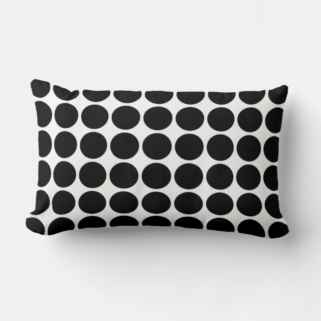 Black Polka Dots on White Lumbar Cushion (Front)