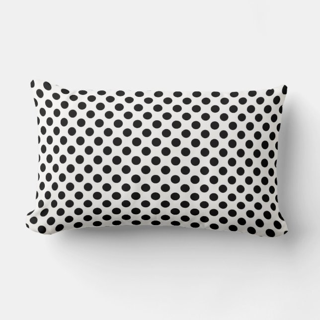 black polka dots on white lumbar cushion (Front)