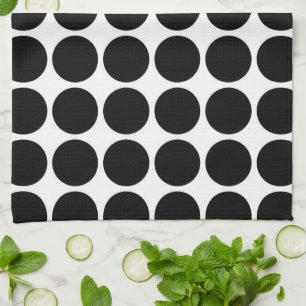 Black Polka Dots on White Tea Towel