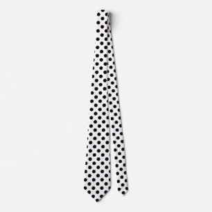 Black polka dots on white tie