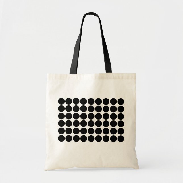 Black Polka Dots on White Tote Bag (Front)