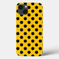 Black polka dots on yellow Case-Mate iPhone case