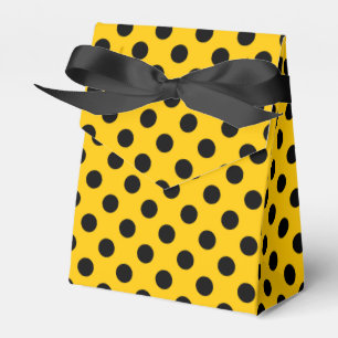 Black polka dots on yellow favour box