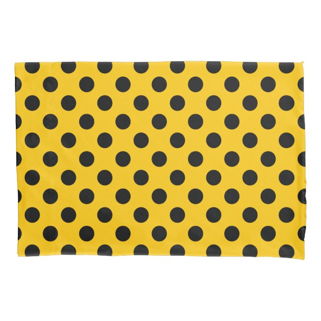 Black polka dots on yellow pillowcase (Front)