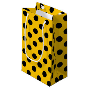 Black polka dots on yellow small gift bag