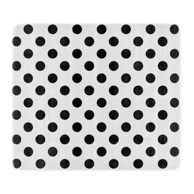 Black Polka Dots Pattern on a White Cutting Board (Front)