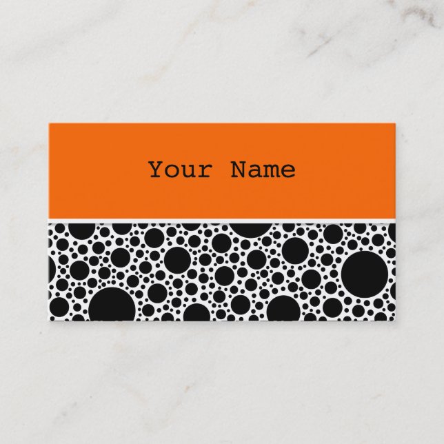 Black Polka Dots Pattern + your back & text Business Card (Front)