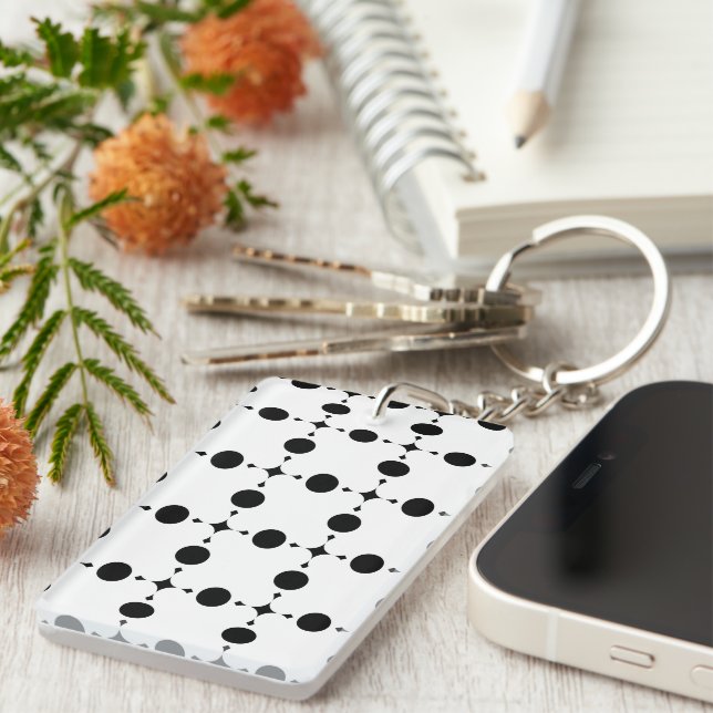 Black Polka Dots, Polka Dot Pattern, Dots, Dotted Key Ring (Front Right)