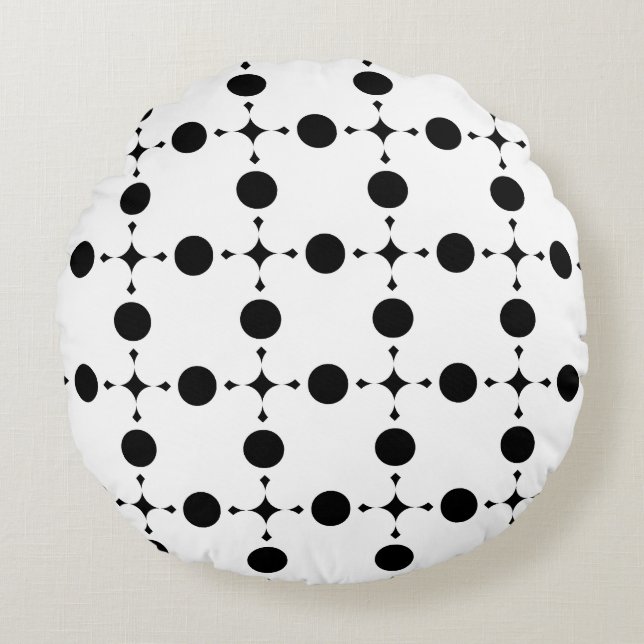 Black Polka Dots, Polka Dot Pattern, Dots, Dotted Round Cushion (Front)