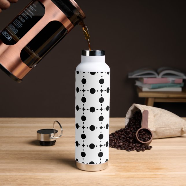 Black Polka Dots, Polka Dot Pattern, Dots, Dotted Water Bottle (Coffee)