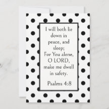Black Polka Dots, Psalm 4:8 Bible Verse, Peaceful