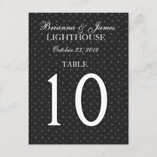 Black Polka Dots Wedding Table Number Card