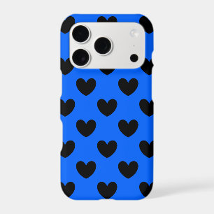 Black polka hearts on blue