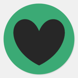 Black polka hearts on Kelly green Classic Round Sticker