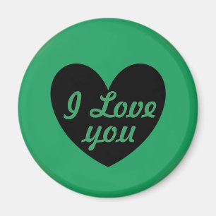 Black polka hearts on Kelly green Magnet