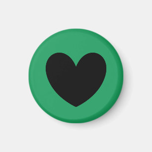 Black polka hearts on Kelly green Magnet