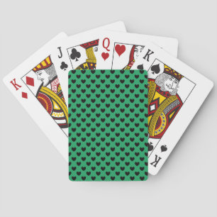 Black polka hearts on Kelly green Playing Cards