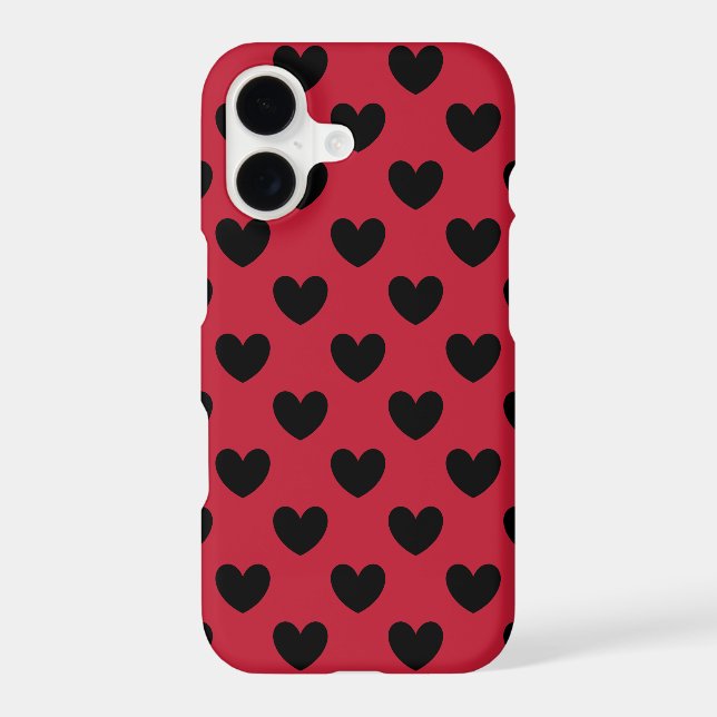 Black polka hearts on red (Back)