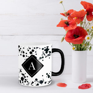 Black polka monogram Coffee Mug