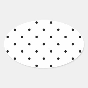 Black Polkadots Small Oval Sticker