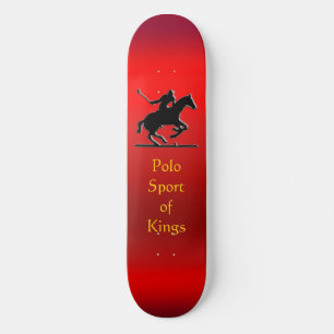 Black Polo Pony and Rider on red chrome-effect Skateboard