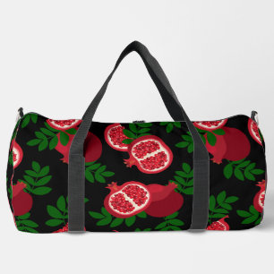 black pomegranate fruit duffle bag