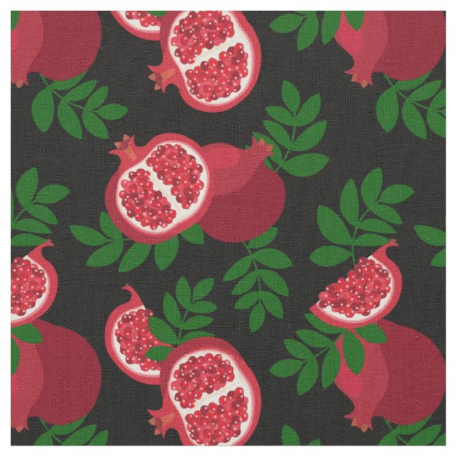 black pomegranate fruit fabric (Close Up)