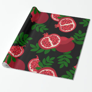 black pomegranate fruit wrapping paper