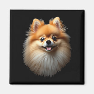 Black Pomeranian Dog Pom Face Magnet