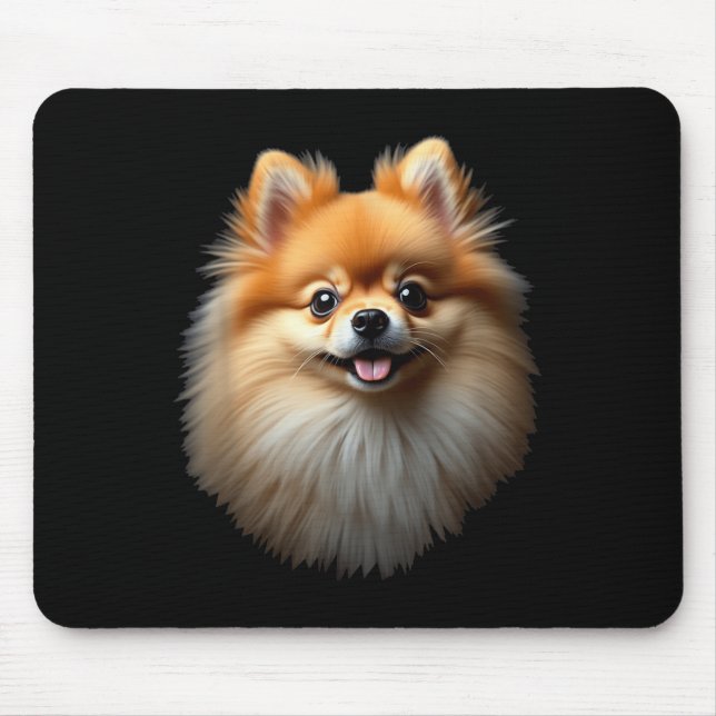 Black Pomeranian Dog Pom Face  Mouse Pad (Front)