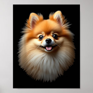 Black Pomeranian Dog Pom Face  Poster